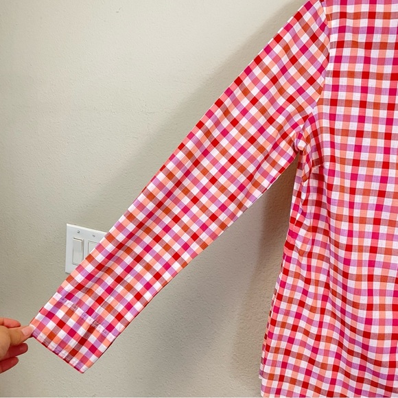 J. Crew Pink Gingham Plaid Cotton Button Up Shirt in Signature Fit NWT Size S - Picture 4 of 12